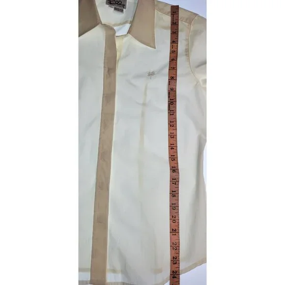Lilly Pulitzer Women’s Beige Button Up Shirt Size 8 Long Sleeve 100% Cotton Blou - Picture 6 of 9